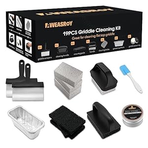 19 Piece Griddle Cleaning Kit for Blackstone | Heavy Duty Flat Top Grill Accessories Kit with Scraper, Griddle Seasoning, Cleaning Brick, Scouring Pads | Perfect Combimation Grill Cleaning Kit