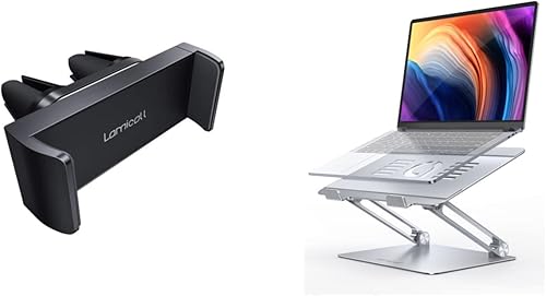Miniatura 1 de Lamicall Soporte ajustable para portátil y soporte para teléfono con ventilación de coche