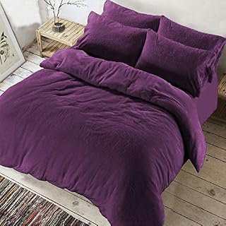 EGYPTO Fleece Teddy Duvet Cover - Fluffy Warm Soft Comforter Bedding Set for Single Bed (Beige, Single)