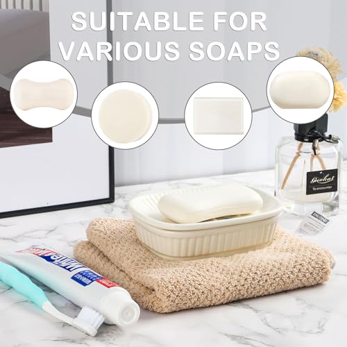 Vanenjoy CERAMIC SOAP DISH Self Draining Soap Dish For Kitchen Sink, Decorative Bathroom Soap Dish thumb #2