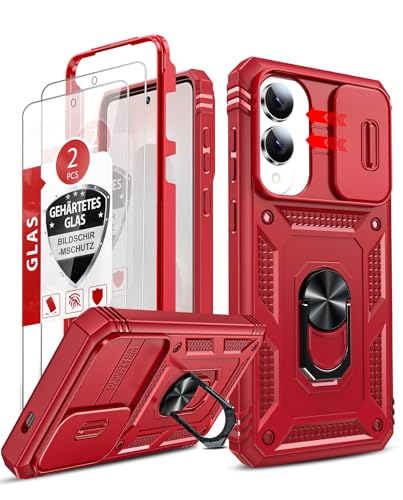 LeYi for Samsung Galaxy S25-Edge Phone Case: Samsung Galaxy S25 Edge Case with Screen Protector [2 Packs], Military-Grade Heavy Duty Protection & Camera Cover Cell Funda para S 25 Edge Men Women, Red