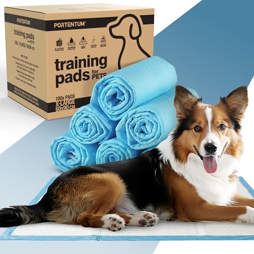 PORTENTUM Alaise pour Chien 90x60 cm 100 unités – 6 Couches absorbantes antifuite – Alèse jetable pour éducation – Tapis Absorbant Chien Anti-odeurs