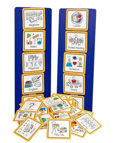 Visual Schedule Routine Chart with pecs Cards to Support communiation for Children, Toddlers, Autism, ADHD, Downs Syndrome, Dementia. (School)