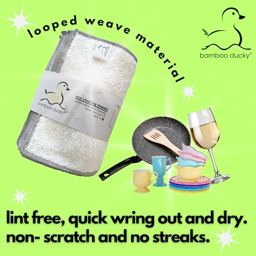 Bamboo Dish Cloths, Eco-Friendly,Non-Scratch,Lint-Free,Quick-Dry,Re-Usable,Cleaningtowel Pack Of 6 (Medium Ducky 9X7Inch, Modern Grey/White) #TOP3