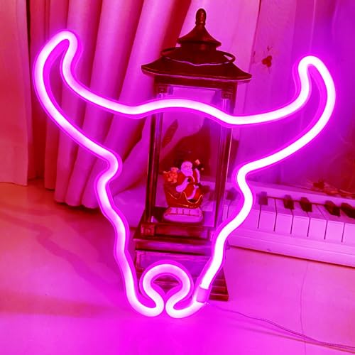 Image of Cow Neon Sign for Wall Decor,Neon Cow Led Sign Battery or Usb Powered,Neon Night Lights Light up Cow Decorative Signs for Bedroom Living Room Dorm Bar Counter Party