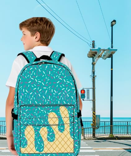 Ice Cream Backpack for Boys, Baseball Drip Backpack, Shoulder Bag, with Side Pockets, Kawaii Large Capacity (Pink)2