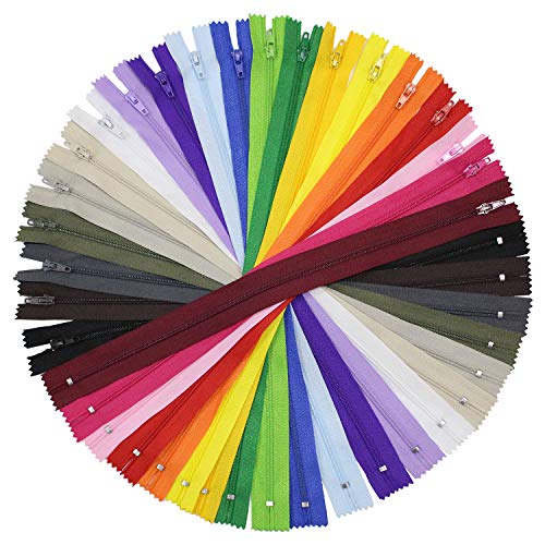 100 Pieces Nylon Coil Zippers,14 Inch Colorful Sewing Zippers Supplies for Tailor Sewing Crafts(20 Assorted Colors)