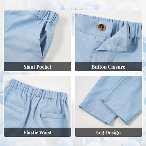 Image of Volunboy Baby Boys Formal Wedding Ring Bearer Outfits Toddler Gentleman Bowtie Vest Guest Suits Dress Shirt Pants Set