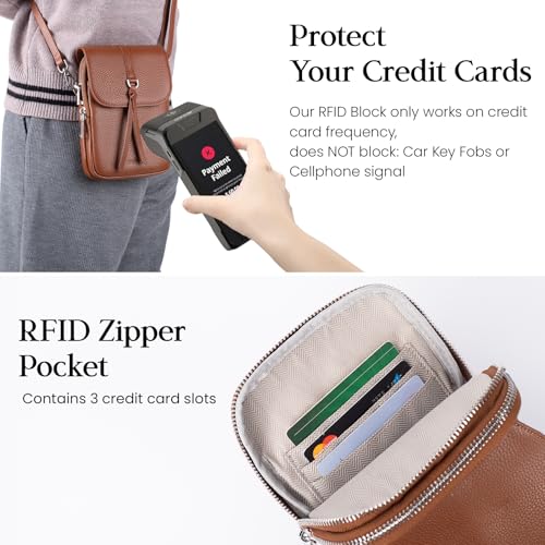 Image of befen Genuine Leather Small Crossbody Bags for Women Cell Phone Purse | Real Leather, RFID Blocking Card Slots, Multi Pockets, Cell Phone Bag, Travel Purse, Anti Theft