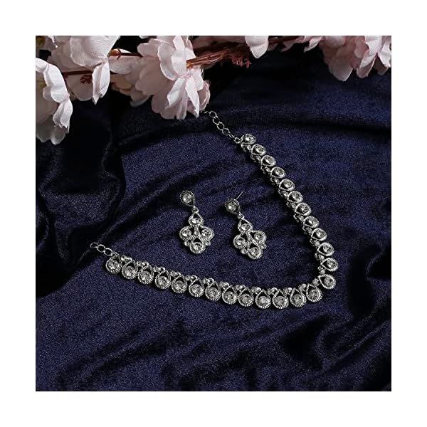Atasi International Diamond/Stones Necklace Set with Earrings for Women | Stylish Jewellery for Party, Wedding and Festive Occasions | Fashion Accessories - Image 4