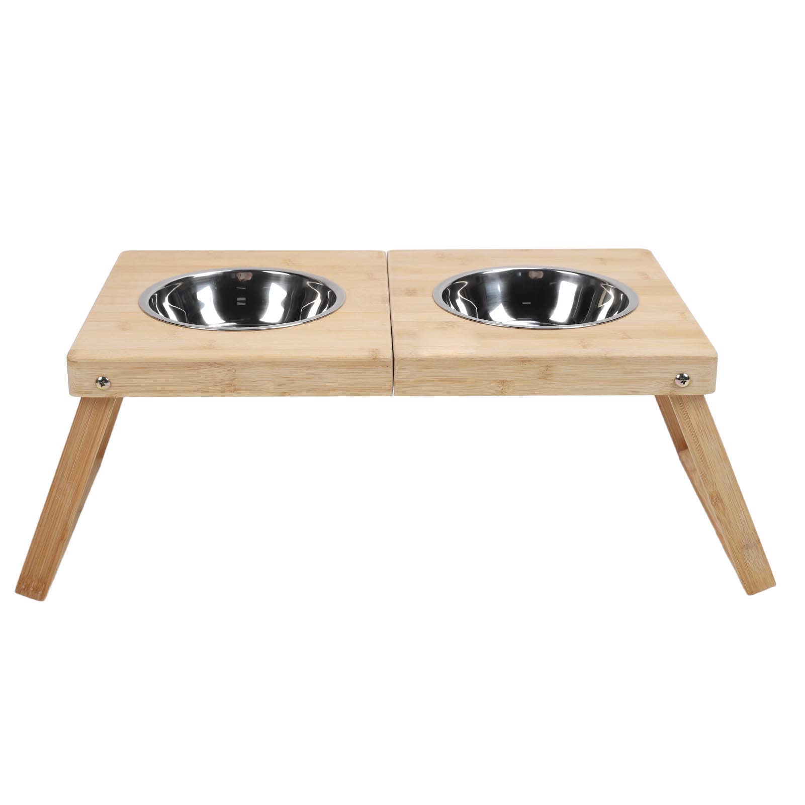 Comederos Elevados para Perros Comedero Gato Elevado, Comedero Elevado, Comedero Elevado, Acero Inoxidable Doble con Soporte de Bambú, Impermeable