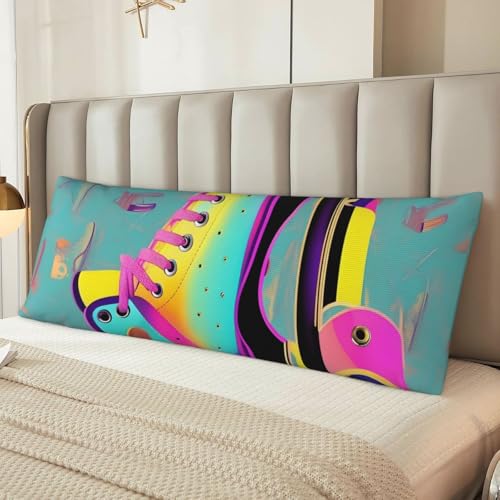Housse de coussin colorée patins pour déco de chambre esthétique