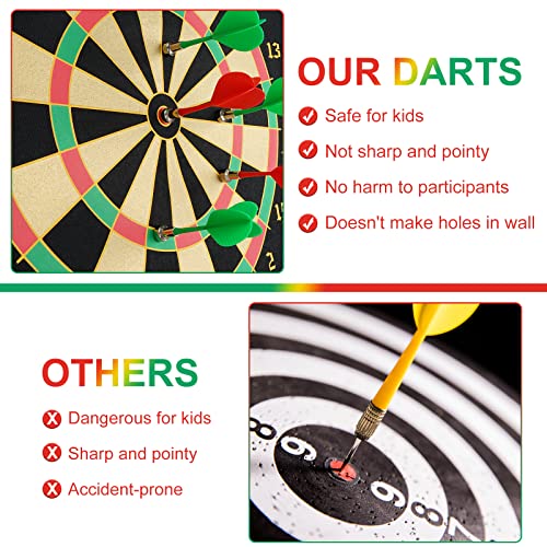 Win Sports Magnetic Dart Board Kids Game,Two Sided Roll Up Dartboard,Indoor Outdoor Game,15 Inch Kids Darts Board,Includes 12 Magnetic Safe Darts,Easily Hangs Anywhere #TOP2