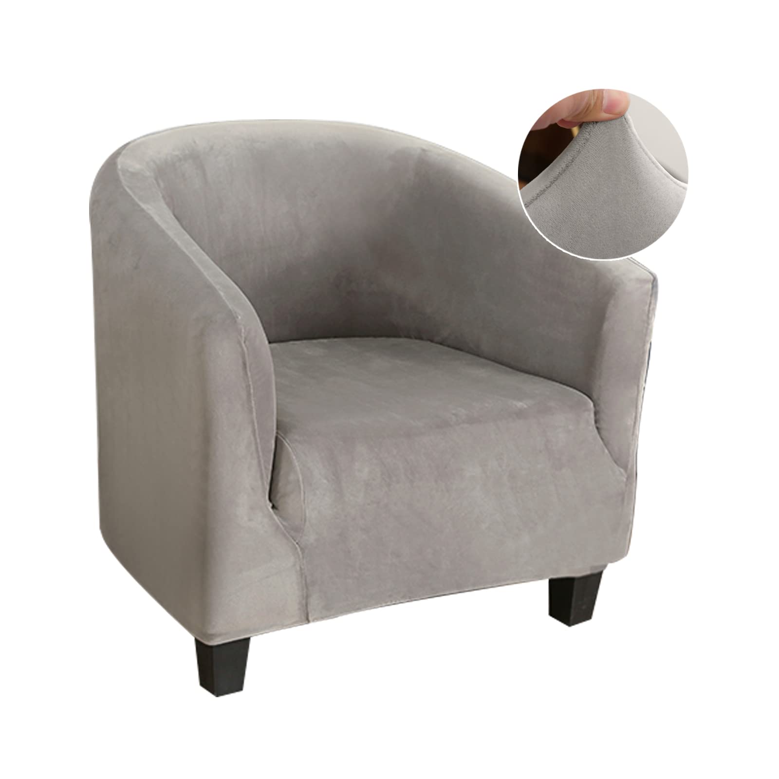 Jaotto Copripoltrona 1 Posto Elasticizato,Fodere Copripoltrona Universale,Copripoltrona da Cocktail Chesterfield Velluto Lavabile Antiscivolo per Bancone Soggiorno Tullsta (Grigio,1 Pezzo)