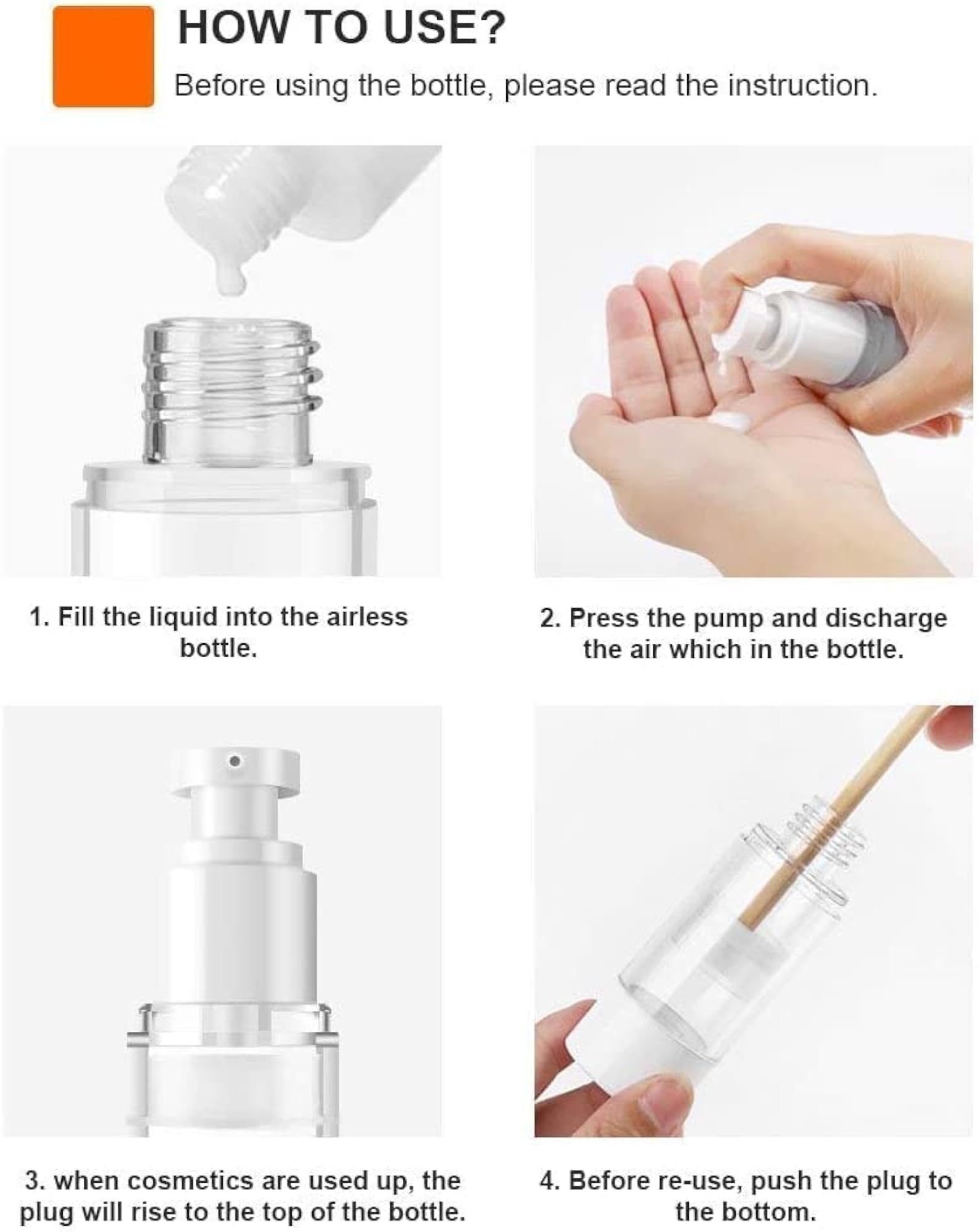 Set of 2 PCS 30 ML White Airless Bottles