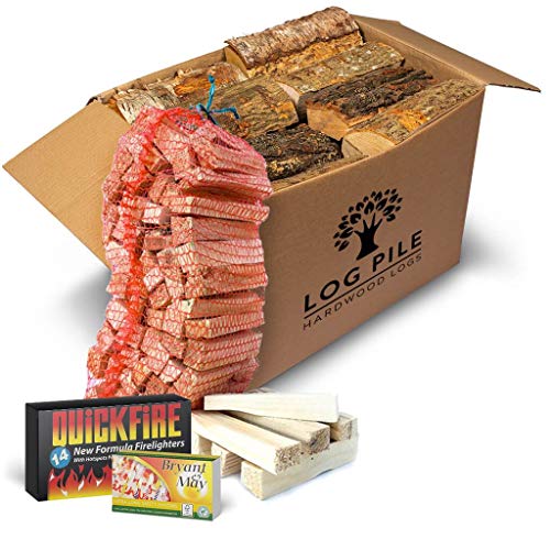 Fire Starter Kit. Includes Kiln Dried Hardwood Logs, Kiln Dried