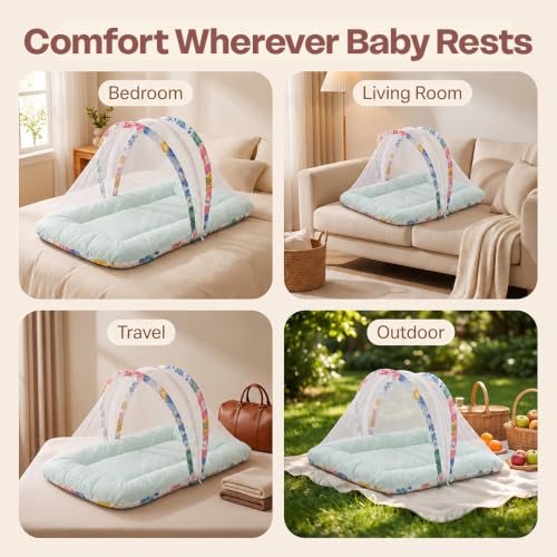 Image of StarAndDaisy 3 in 1 Baby Mosquito net for Sleeping, Mosquito net for Newborn Baby with Washable Design, Soft and Comfortable Bed'