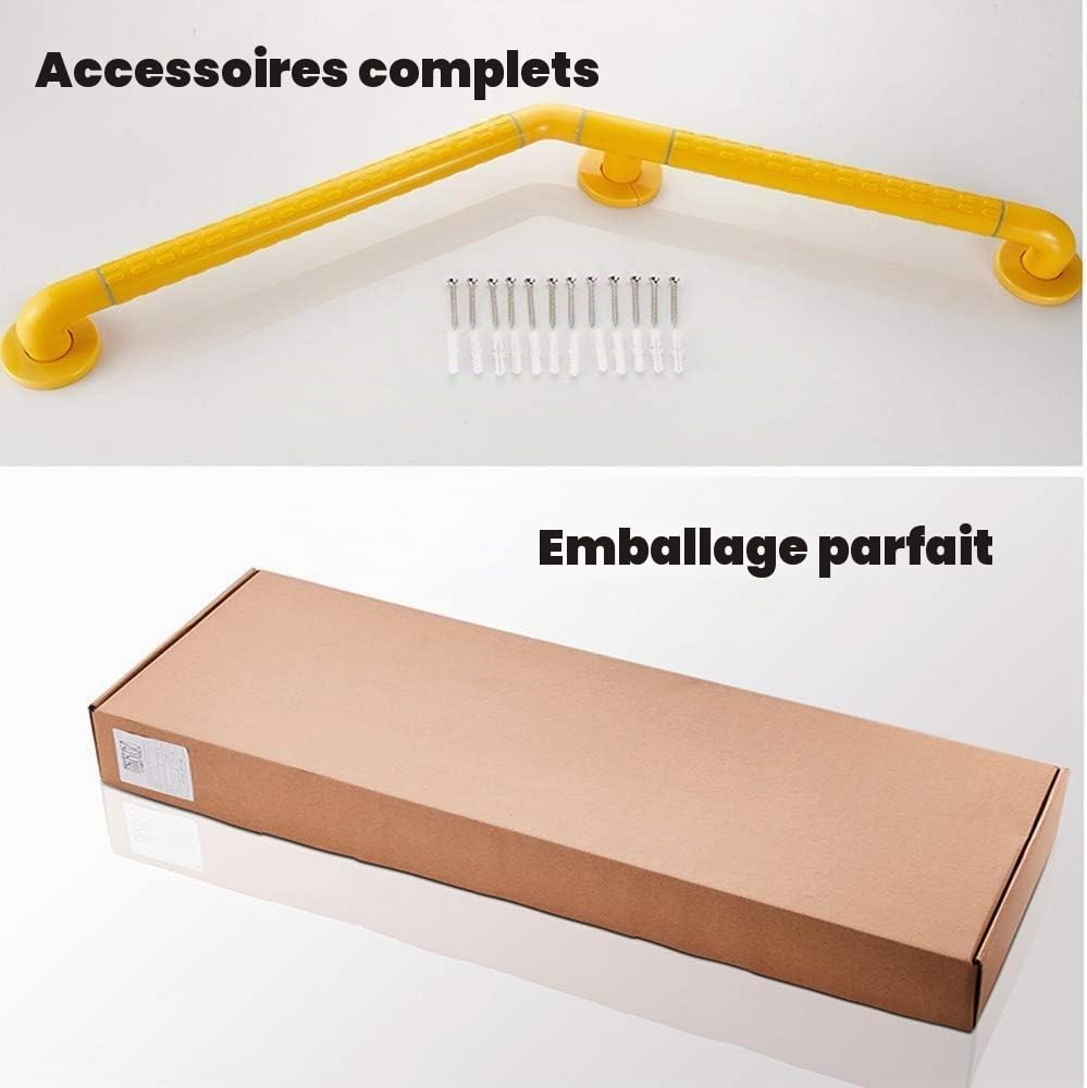 135° Barre D'appui Douche pour Baignoires Acier Inoxydable PVC Barre de Maintien pour Handicapés et Les Personnes âgées WC 40 * 60cm