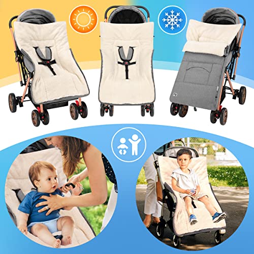 MONZANA® Baby Fußsack mit Handwärmer Reflektoren verschließbares Kopfteil 5-Punkt Gurt Kinderwagen Winter Babyschale Einschlagdecke Kuschelig Graugrün