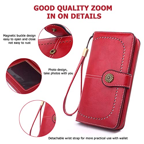 Image of myfriday Women's Clutch Wallet Hand Purse Leather Blocking Credit Card Holder Zipper Coin Purse Wristlet