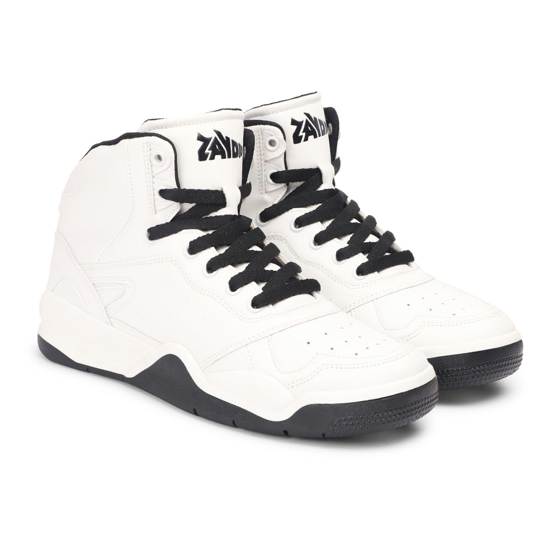Zaydn Vortex White Black Sneaker for Men (9 UK)| Soft Cushioned Insole & Lightweight | Stylish Lace-Up Shoes with Casual Outfits | Trendy Sneakers | Shoes for Man | High Top Sneaker Shoes (B0D7YTV95W) Amazon Price History, Amazon Price Tracker