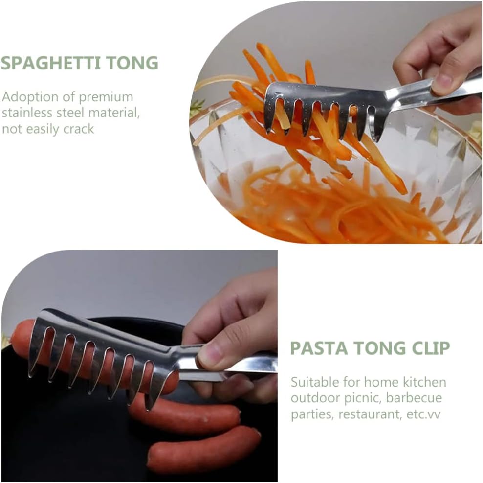 Spaghetti Tongs 2pcs Stainless Steel with Teeth Cooking Utensils