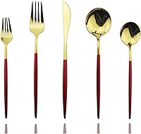 Vista 16 de JASHII - Juego de cubiertos de acero inoxidable de 20 piezas para 4, elegante acabado de espejo pulido con reloj de arena, ideal para el hogar