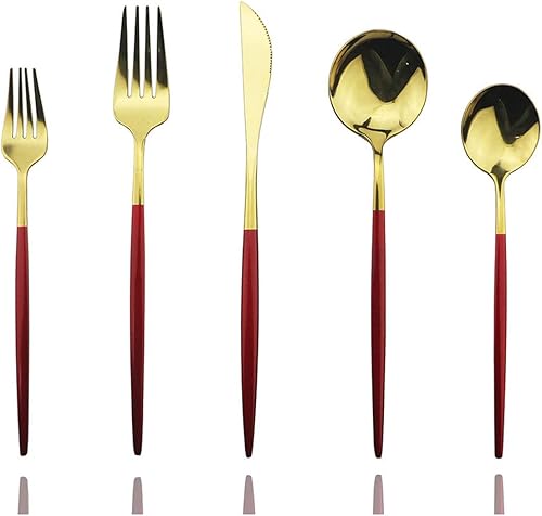 Miniatura 16 de JASHII - Juego de cubiertos de acero inoxidable de 20 piezas para 4, elegante acabado de espejo pulido con reloj de arena, ideal para el hogar