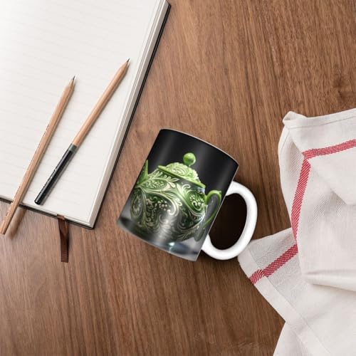 Théière imprimée verte céramique d'exception pour latte et thé - 7
