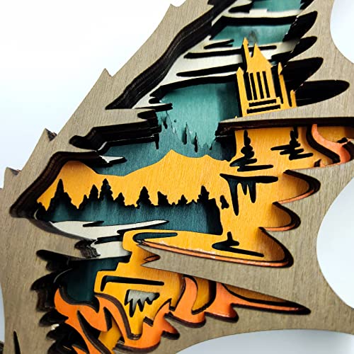 3D Forest Animals Statues Wooden Dragon Decor With Light, Wooden Farmhouse Wall Statues And Figurines Rustic Wall Decor Art Desk Decor Hand Carved Hollowed Multilayers For Home Shelf Cabinet Table #TOP1