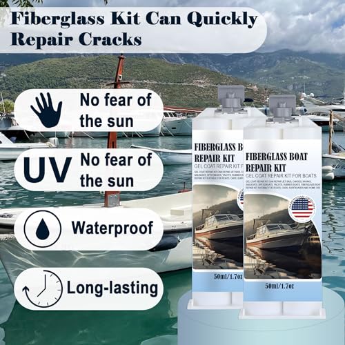 EIGTWEN 13PCS Fiberglass Repair Kit,100ml Gelcoat Repair Kit for Boats,Fiberglass Kit Can Quickly Repair Cracks, Scratches, Gaps, Suitable for Glass Fiber, Acrylic Resin, Porcelain, Ceramics, Enamel