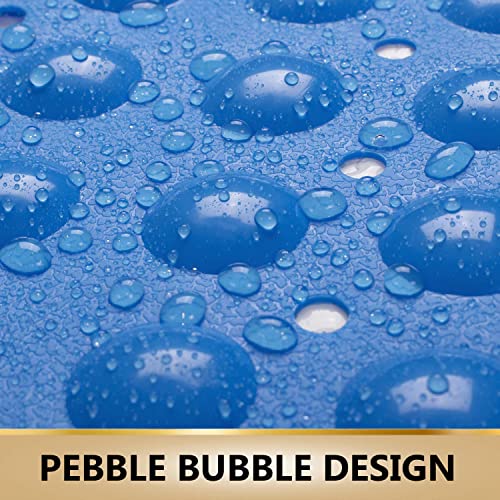 Image of TurtleGrip Anti-Slip Shower Mat, 100x40 cm Soft-Pebble (Solid Blue), Anti-Skid Bath Mat with Suction Cups, Machine Washable Bathroom Mats with Drain Holes, Anti Slip mat for Bathroom Floor