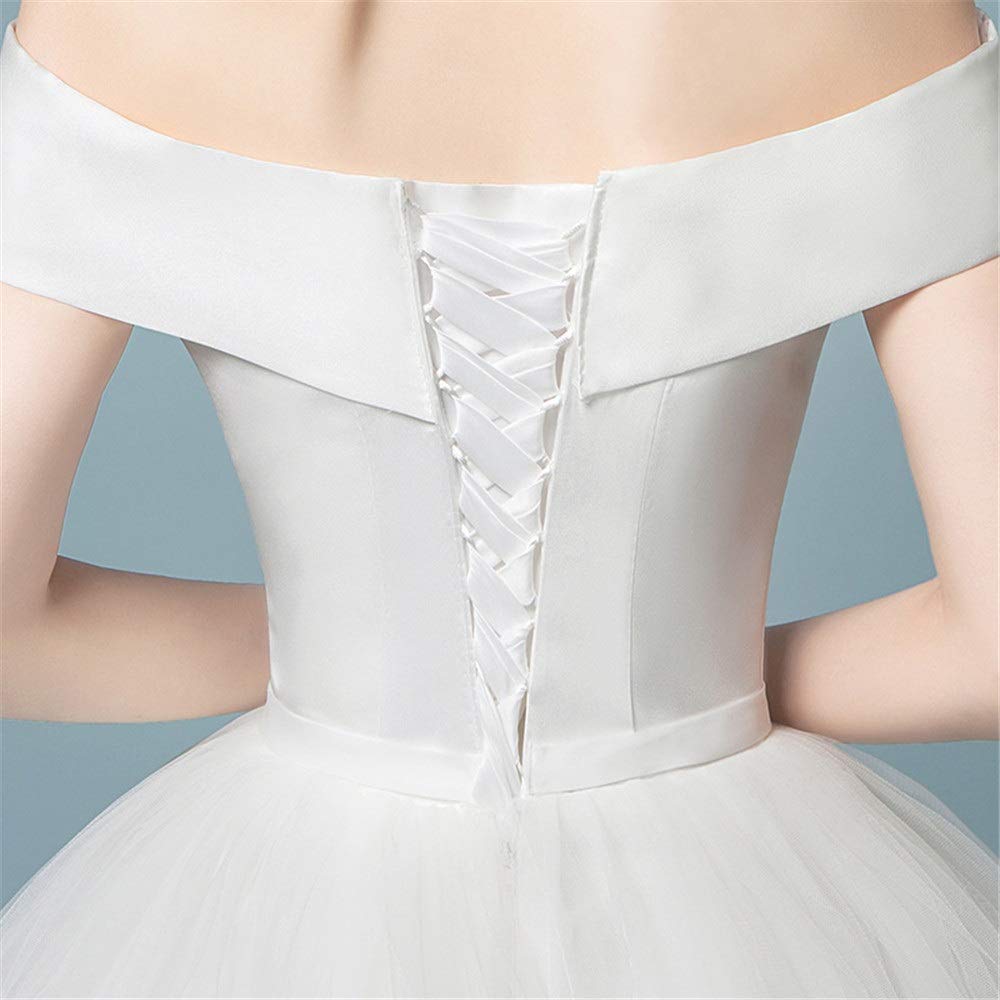 Vestidos de Baile con Calcomanías de Encaje la Novia Se Cultiva Retro en el Vestido de Novia de Encaje de Satén Croset, SEVENYXX, Blanco, l