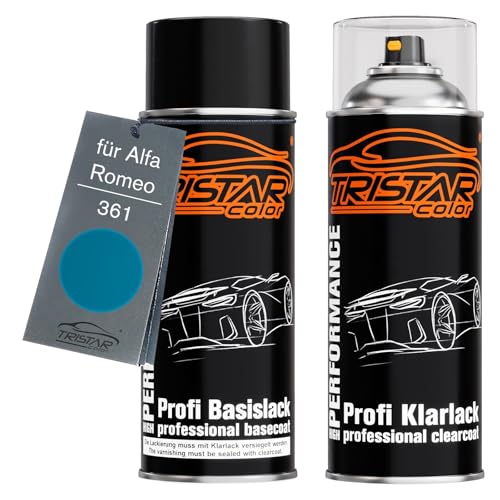 TRISTARcolor Pintura automotriz Set de botes de spray para Alfa Romeo 361 Azzurro Polizia Pintura base pintura transparente aerosol 400 ml
