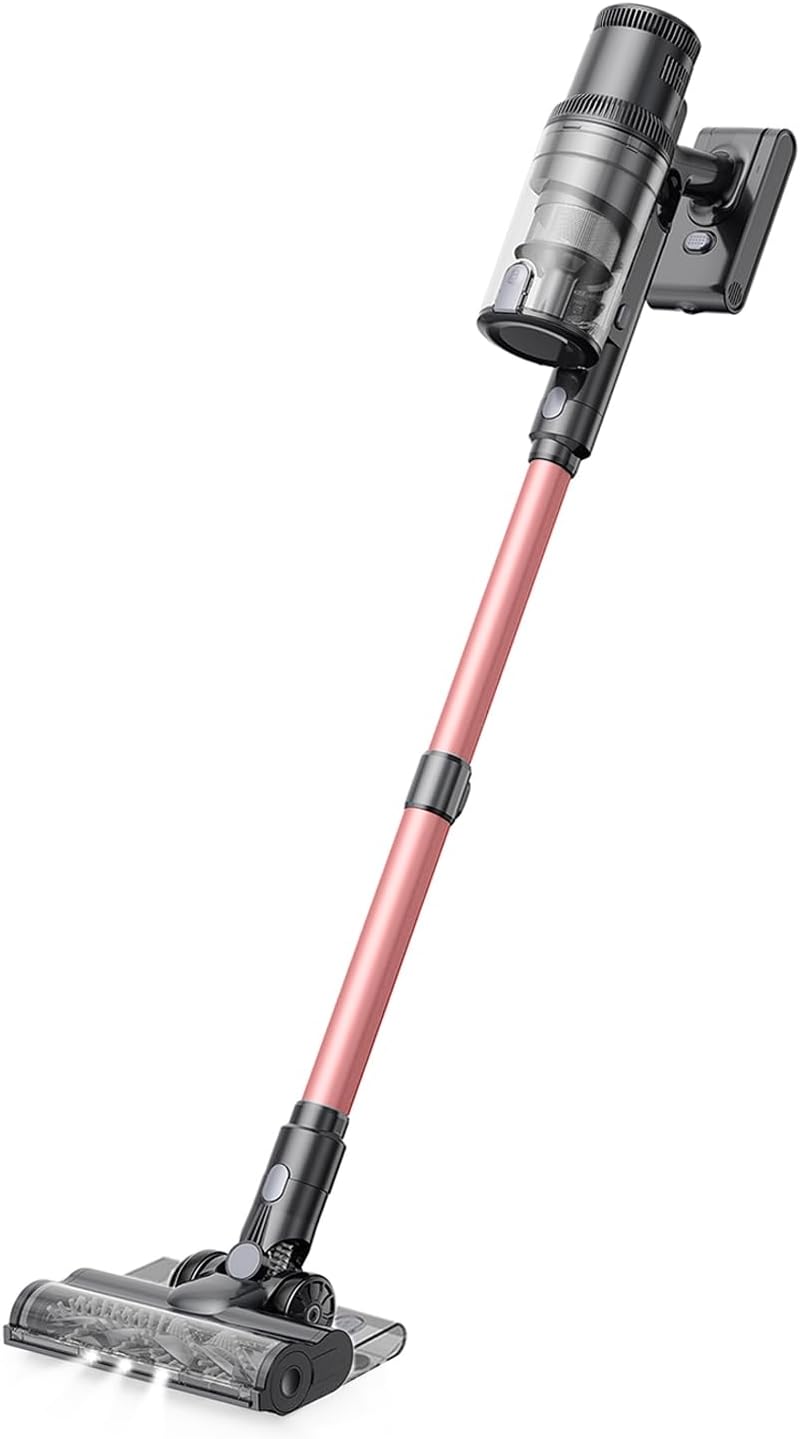 Cordless Vacuum Cleaner, Wet Dry Vacuum and Mop Combo All in one, 45Kpa Suction Lightweight Stick Vacuum with LED Display, 50Mins Runtime Rechargeable Vacuum for Pet Hair, P11 Pro (Pink)
