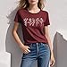 MIMOORN Women Floral Tee Summer Flower Casual Short Sleeve Wildflower Graphic T Shirt Wine Red XX-Large