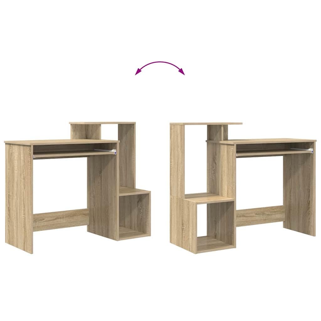 Scrivania in rovere Sonoma, 106 x 41 x 88,5 cm, con cassetto e mensola, moderna scrivania per computer per ufficio, casa, studio, con molto spazio di archiviazione, ergonomica
