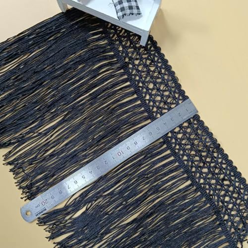 Cinta de flecos negros con trenzado resistente de 22 cm de ancho 5