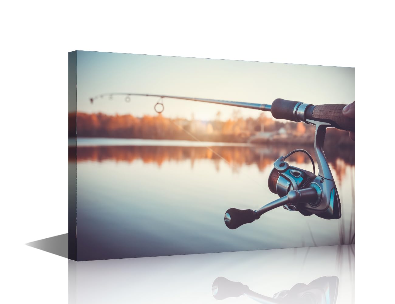 Canvas Wall Art Printed Rods Reels and Rods Paintings Fishing Tackle Pictures for Living Room Modern Artwork Home Decor Posters and Prints Frame Stretched Ready to Hang 36x24 in