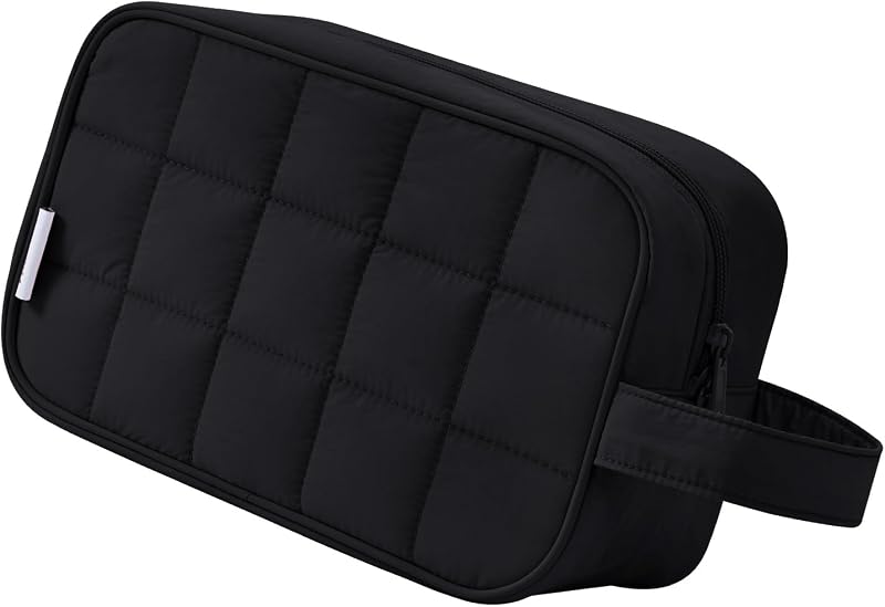 Necessaire de viagem Narwey acolchoada com zíper, Y-Black, 3 compartimentos