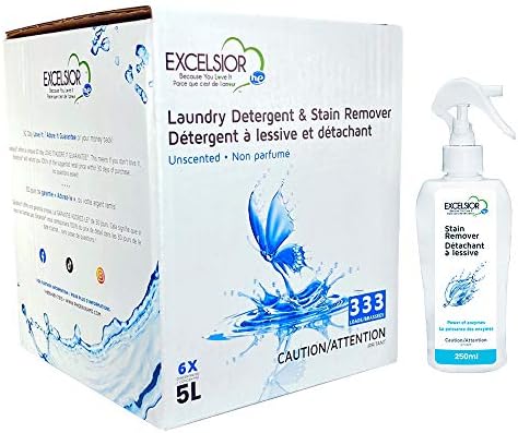 Excelsior (Because You Love It) - HE Laundry Detergent with Natural Stain Remover for 333 Loads of Unscented clean clothes - 5 Liter Eco-Friendly Pack…