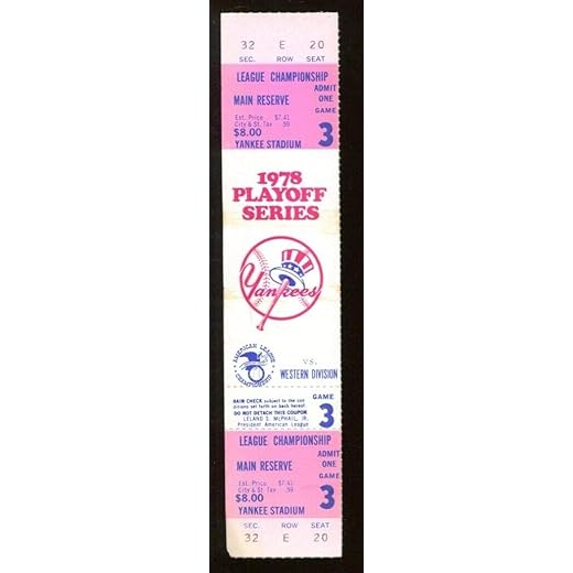 1978 ALCS Full Ticket Royals v Yankees Game 3 Brett 3HR Munson HR NMT 54273