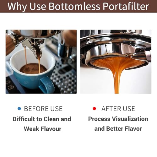 Image of 58mm Bottomless Portafilter for CASABREWS Ultra and Gevi ECMI0-SS0A1 | 5 mm Thick 3-Ear Design, with 58mm Puck Screen and 2 Cup Filter, Full Stainless Steel Filter Holder, Wooden Handle