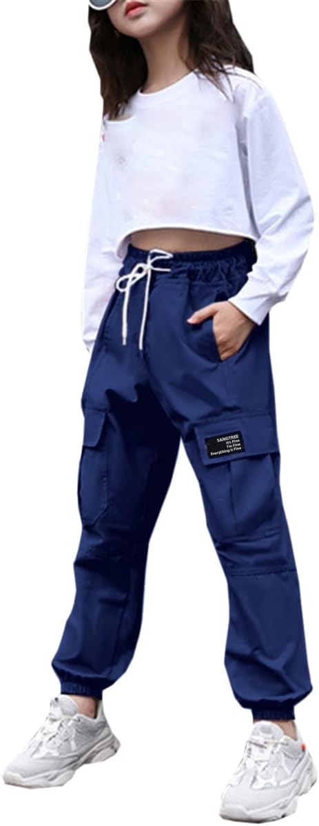 SANGTREE Girls & Womens Drawstring Cargo Jogger Pants,3 Years - Women 3XL - Picture 113 of 170