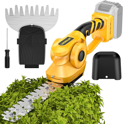 LIVOWALNY Hedge Trimmer Cordless for Dewalt 20v Battery (No Battery) – 2 in 1 Handheld Electric Hedge Trimmer, Grass Shears, Shrub Trimmer & Bush Trimmer Battery Powered for Backyard, Garden, House