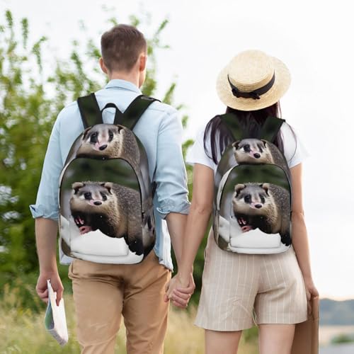 Sac à dos de voyage décontracté Opossum imprimé neige pour adulte