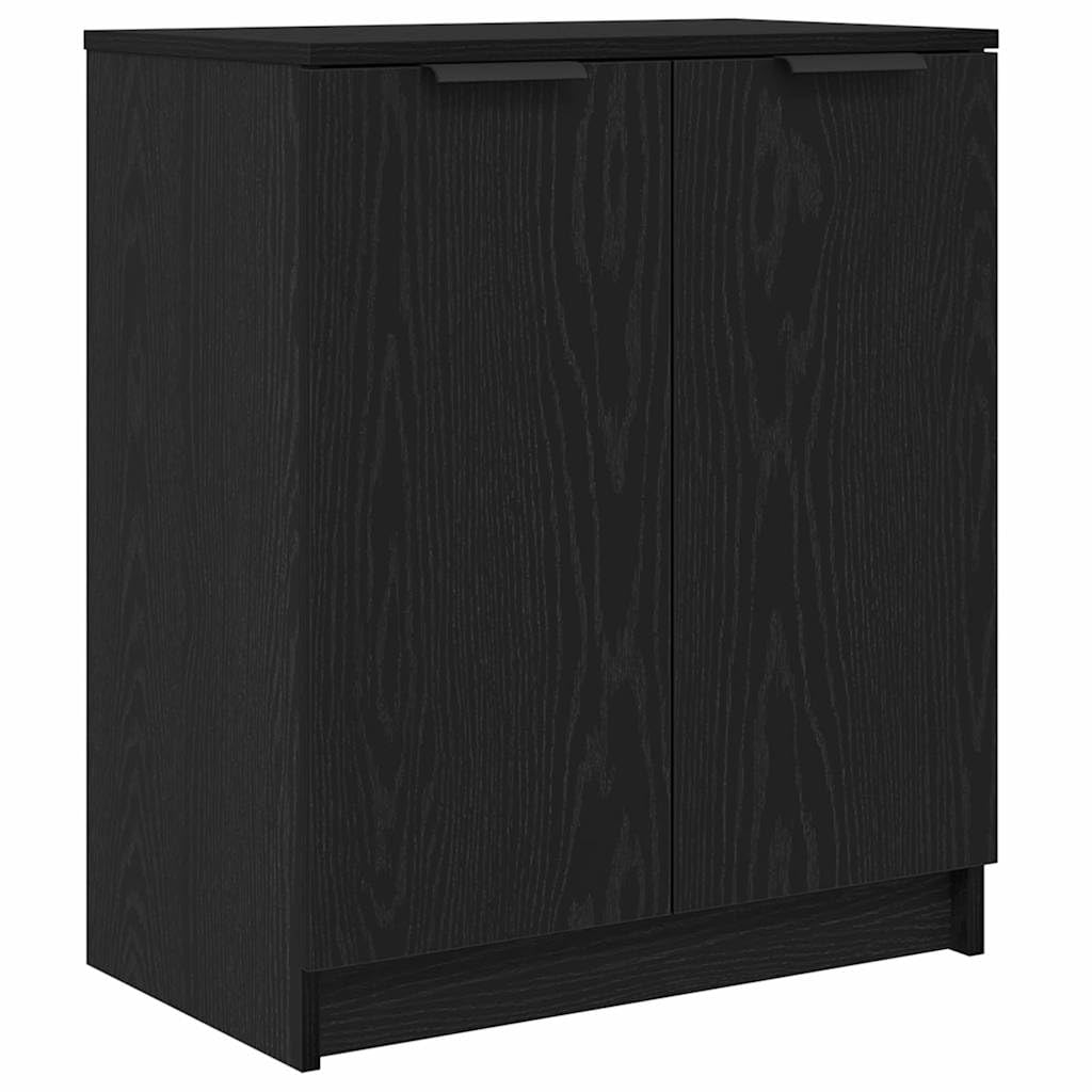 Meuble à chaussures noir et chêne 59x35x70 cm avec étagères pour couloir