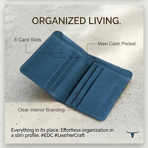 Image of URBAN FOREST Joe Vintage Blue Leather Wallet for Men
