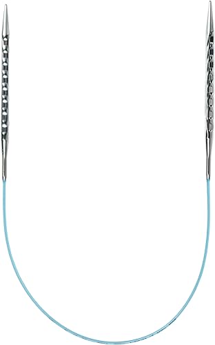 skacel by addi Rocket 2 (Cuadrada) Aguja de punto circular, puntas de latón niqueladas de 40 cm con cordón de nylon flexible, 2.5 mm (Tamaño EE. UU.