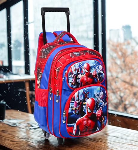 Image of ADSON 3D Embossed School Trolley Bag Large School Bag for Boy Girl, Kids School Bag, Travel Backpack for Girl Boy, Ideal for Children Trolley 16 Inch Water Resistant